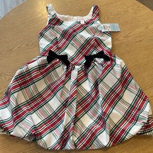 Cat & jack Festive Plaid Dress with Black Bows NWT 6/7